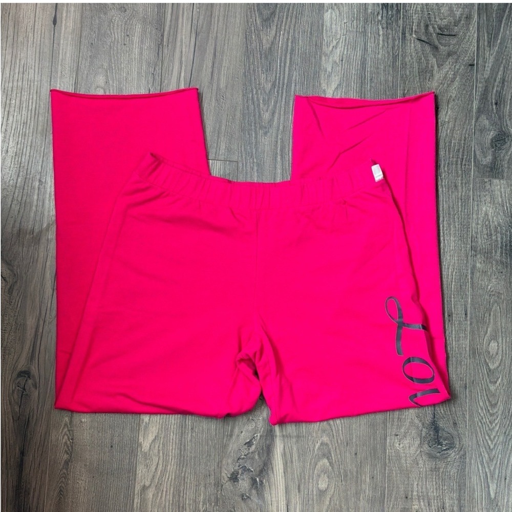 Jennifer Lopez Womens Hot Pink Wide Leg Lounge Pants Size M Love Graphic Elastic